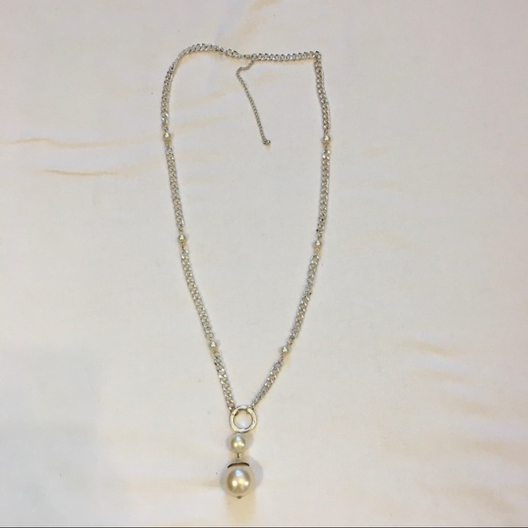 Long Faux Pearl Pendant Statement Necklace - Picture 3 of 5